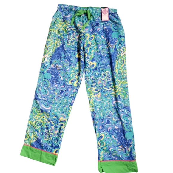 Buckhead Bettie's Impressionist Artsy Abstract Tropical Cotton Lounge PJ Pants L - Picture 3 of 10